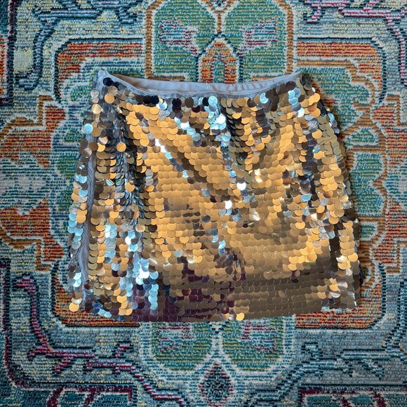 Silver Sequin Mini Skirt Wild Fable Size Medium - Picture 1 of 3